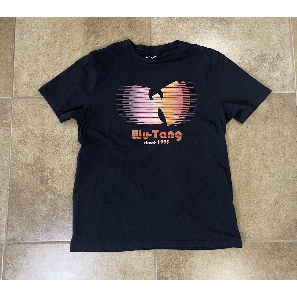 Wu-Tang Clan Graphic Print T-Shirt Men's Sz M Black Logo Hip Hop Music Old Navy